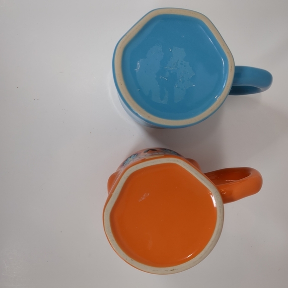 Sugar Skull coffee mugs, blue and orange, day of the dead, Halloween, both mugs - Picture 8 of 8